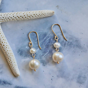 Dual Pearl Drop Earring