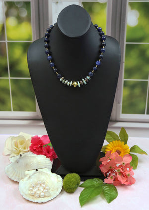 IST Jewelry - Blue Jasper and Lapis Lazuli Pendant Necklace. Set of Three
