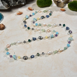 Cultured Pearl, Mix gemstone & Crystal Necklace