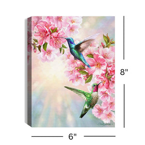 Hummingbirds in Spring 6x8 Lighted Tabletop Canvas