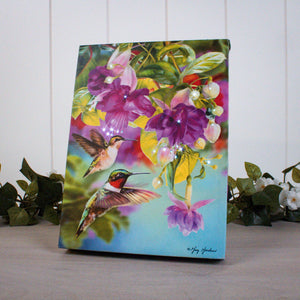 Hummingbirds and Fuchsia 6x8 Lighted Tabletop Canvas