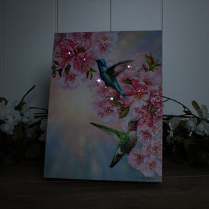 Hummingbirds in Spring 6x8 Lighted Tabletop Canvas