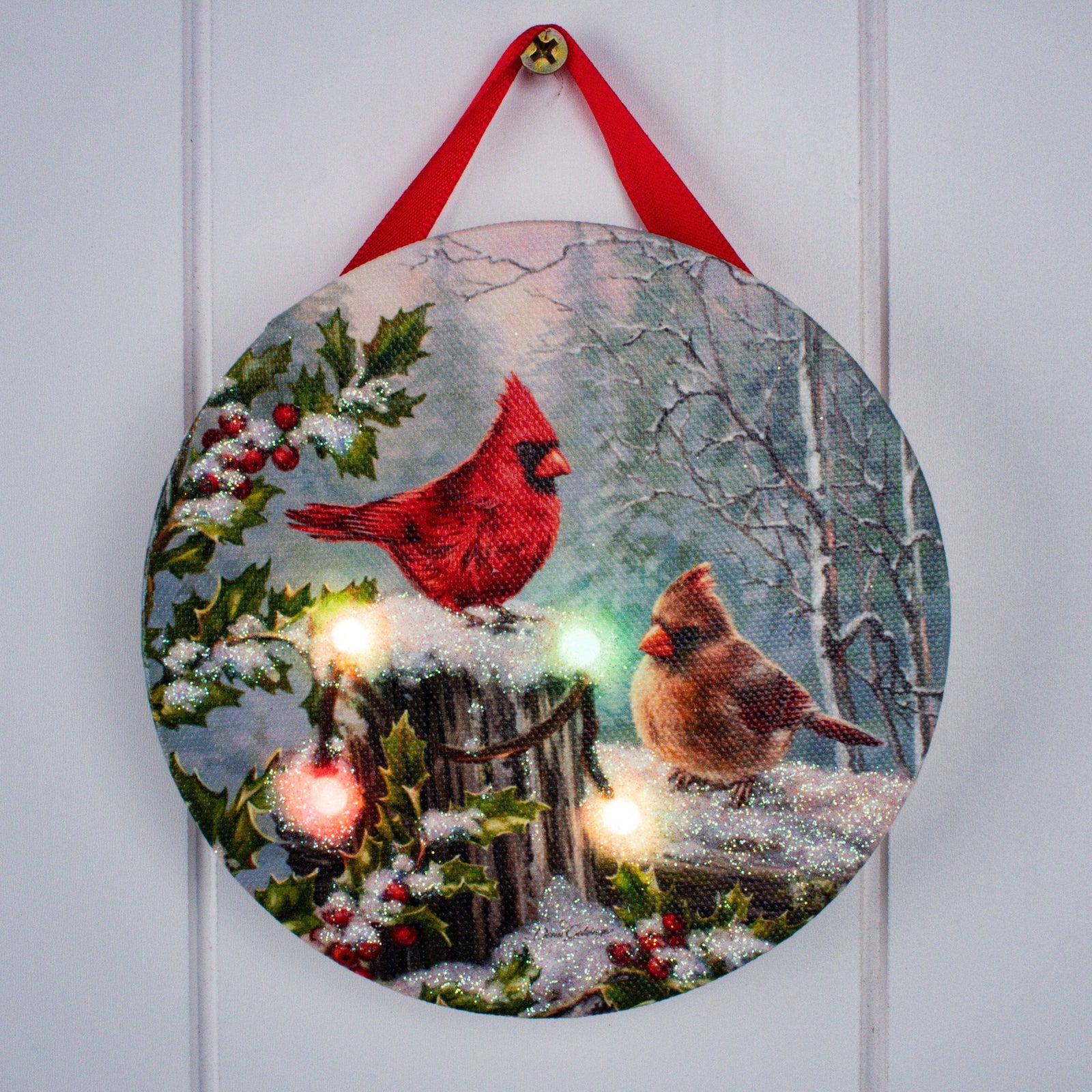 Winter Cardinals LED Ornament
