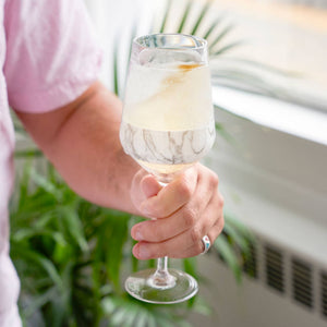 Wine FREEZE™ Stemmed Cooling Cups - Marble - Set of 2