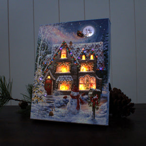 Christmas House 8x6 Lighted Tabletop Canvas