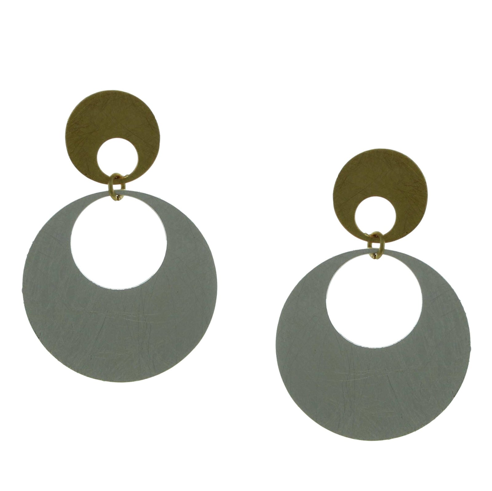 Two Tone Circles Post Earrings