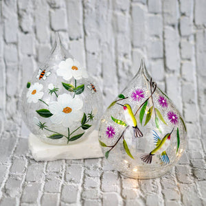 Dancing Hummingbird Teadrop with LED String Lights