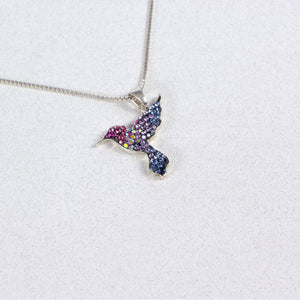 CRYSTAL & SILVER SMALL COLIBRI PENDANT