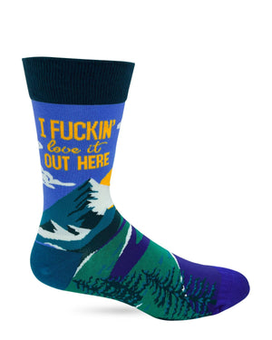 I Fuckin' Love it Out Here Men's Novelty Crew Socks