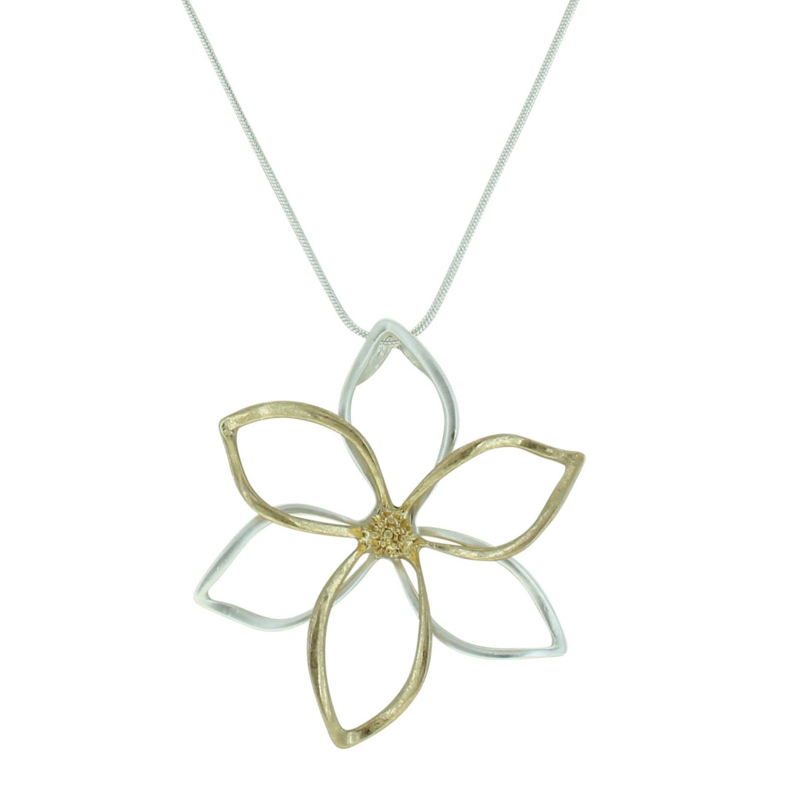 Two Tone Open Flower Necklace