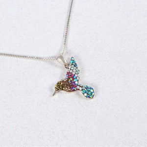 CRYSTAL & SILVER SMALL COLIBRI PENDANT
