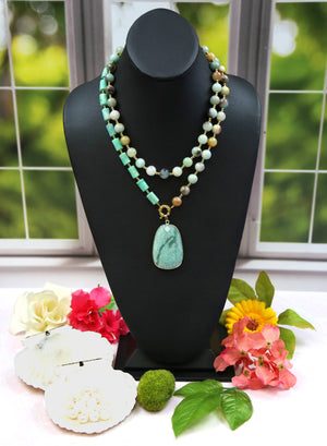 Amazonite and Russian Amazonite Pendant Necklace