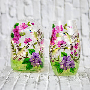 Hummingbird Short Vase with LED String Lights