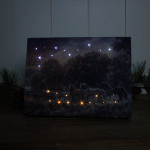 My Farm at Night 8x6 Lighted Tabletop Canvas
