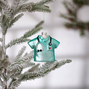 Glass Nurse Scrubs Ornament
