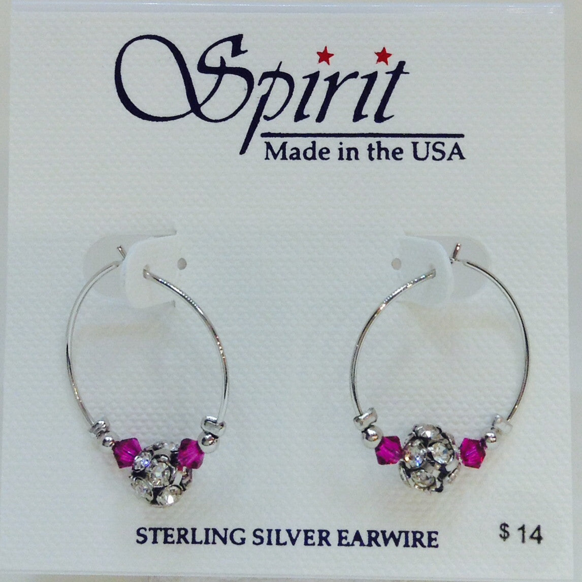 Medium Hoop With Fuschia Bead