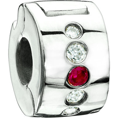 Sterling Silver w Stone - Jeweled Lock - Fuchsia CZ