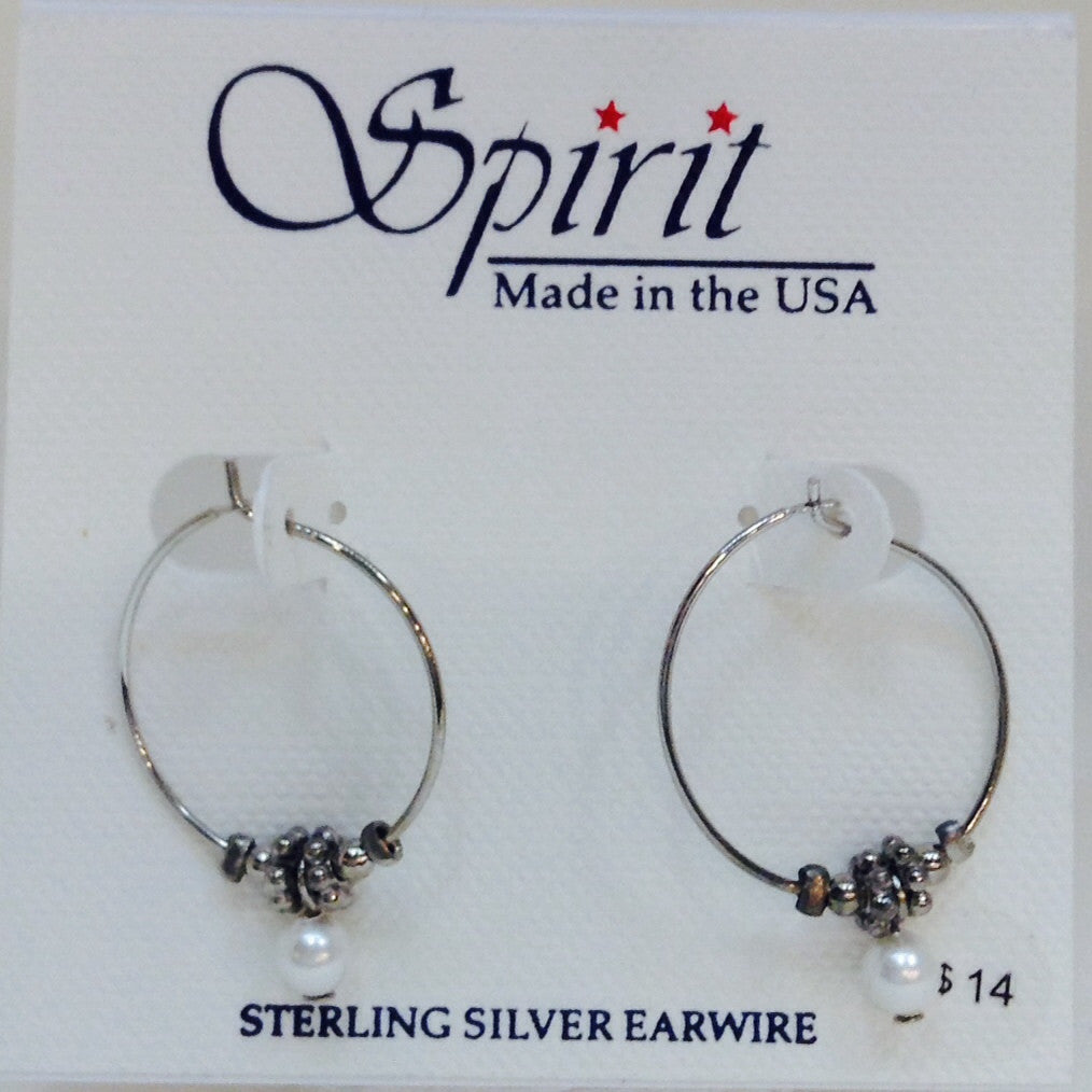 Pearl Silver Hoop
