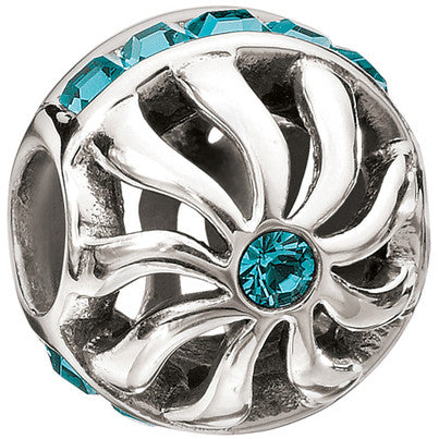 Sterling Silver w Stone - Blaze - Indicolite Swarovski