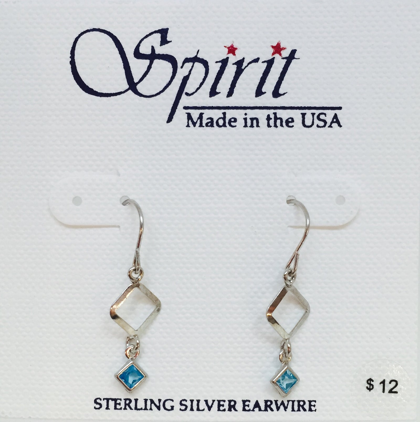 Open Diamond w/ Crystal Drop Earring