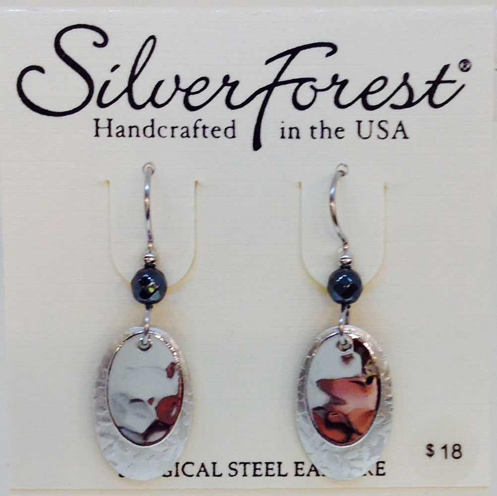 Silver Layered Ovals Earring