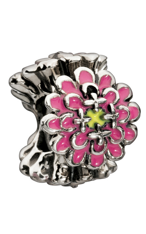 Sterling Silver w Enamel - Blooming Zinnia - Pink