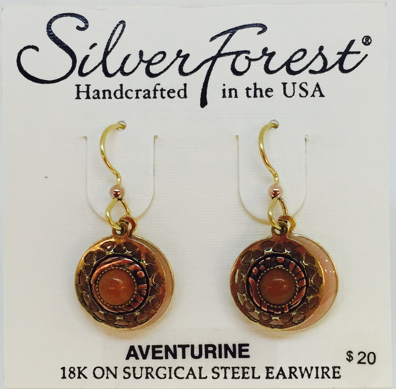 Aventurine In Filigree On Round Earring
