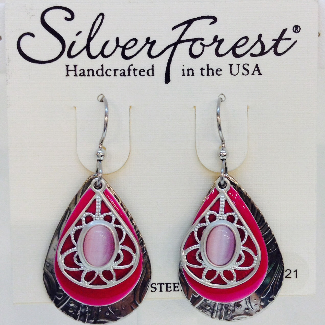 Layered Teardrops With Pink Cateye