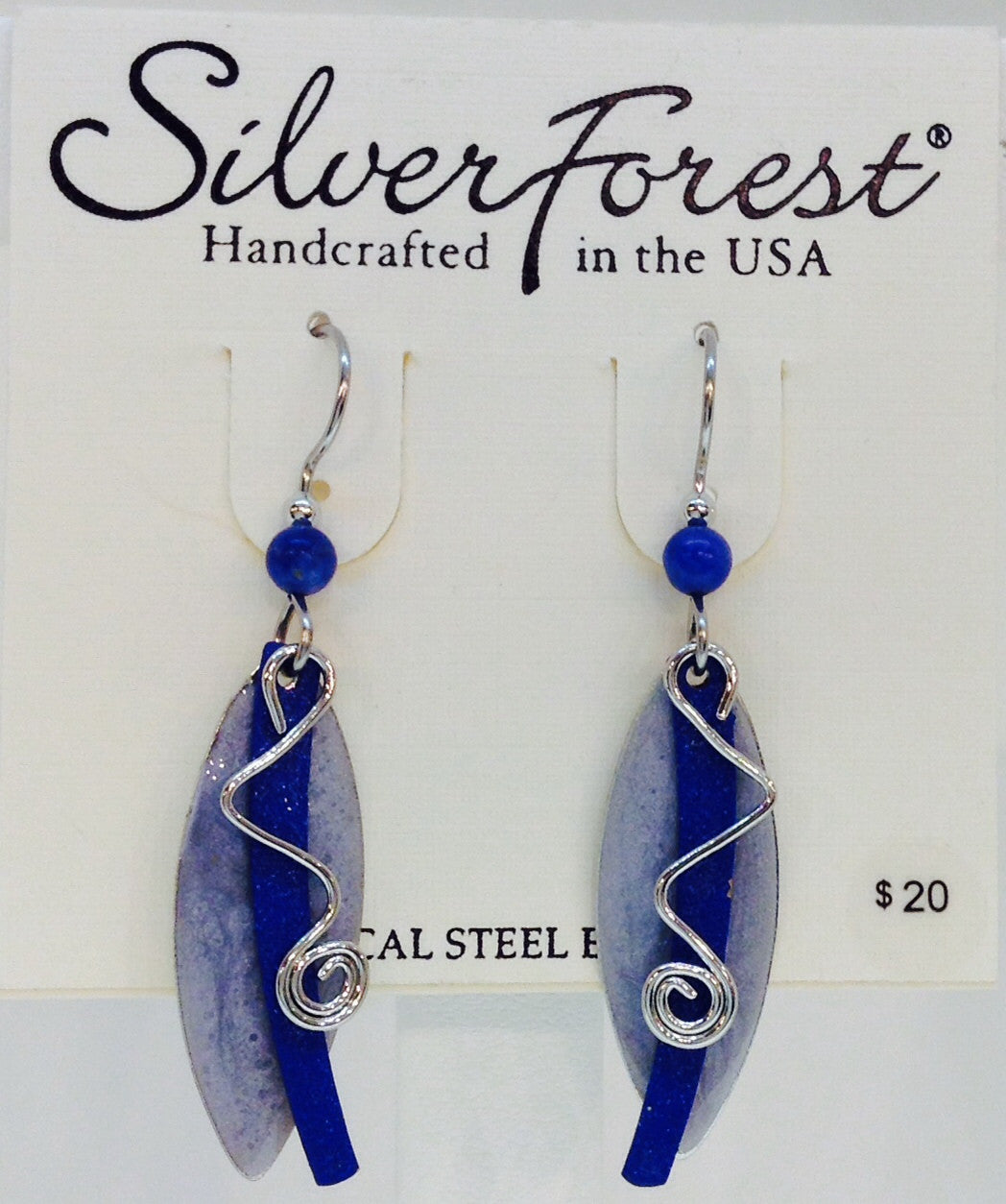 Blue Teardrop With Swirl Earring