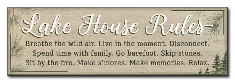 Lake House Rules Sign 5X16
