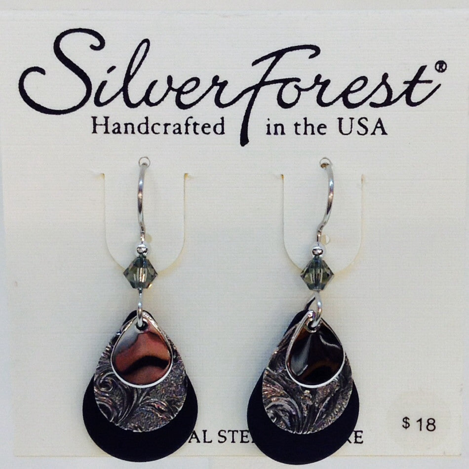 Black And Silver Layered Earring