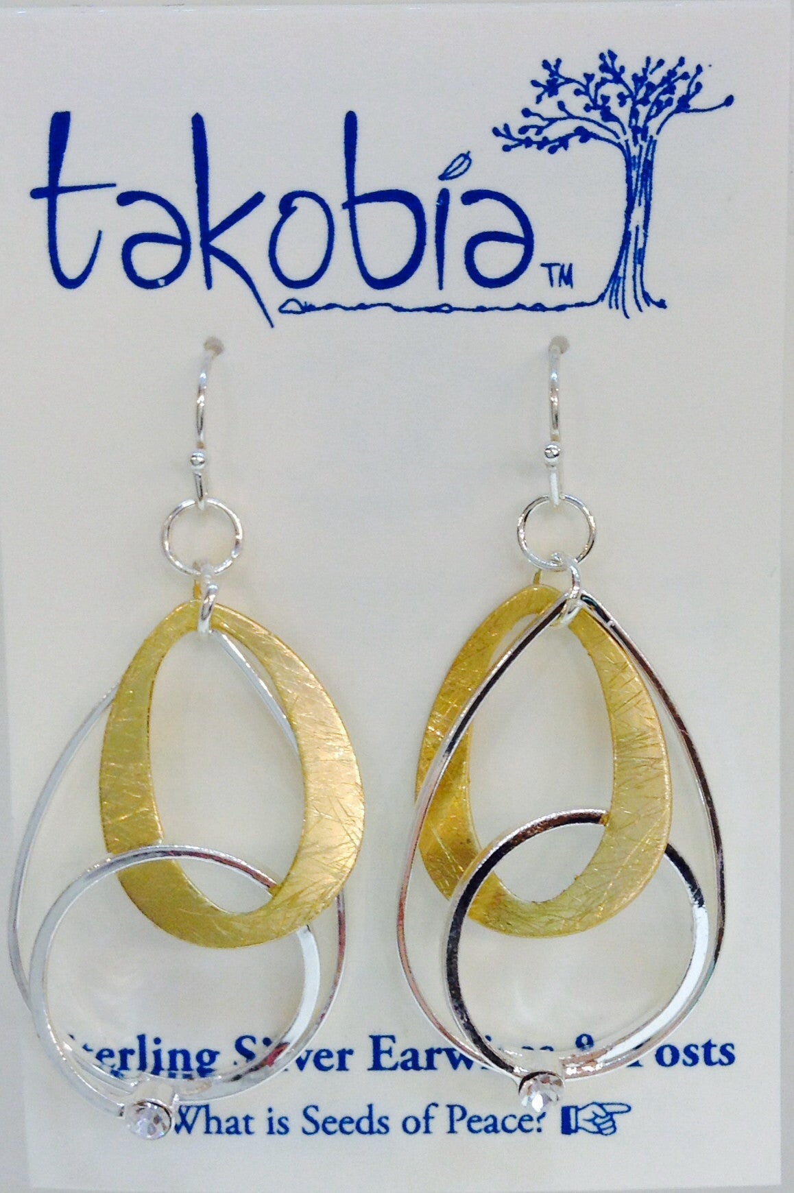 Two Tone Hoop W/ Crystal Earring