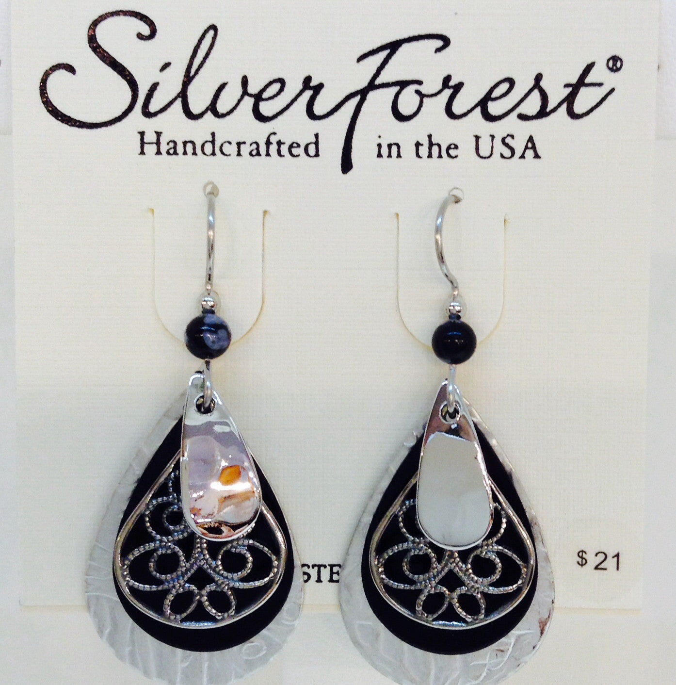 Large Black Teardrop With Filigree