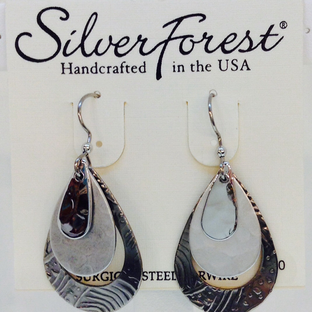 Silver Layered Teardrop Earring