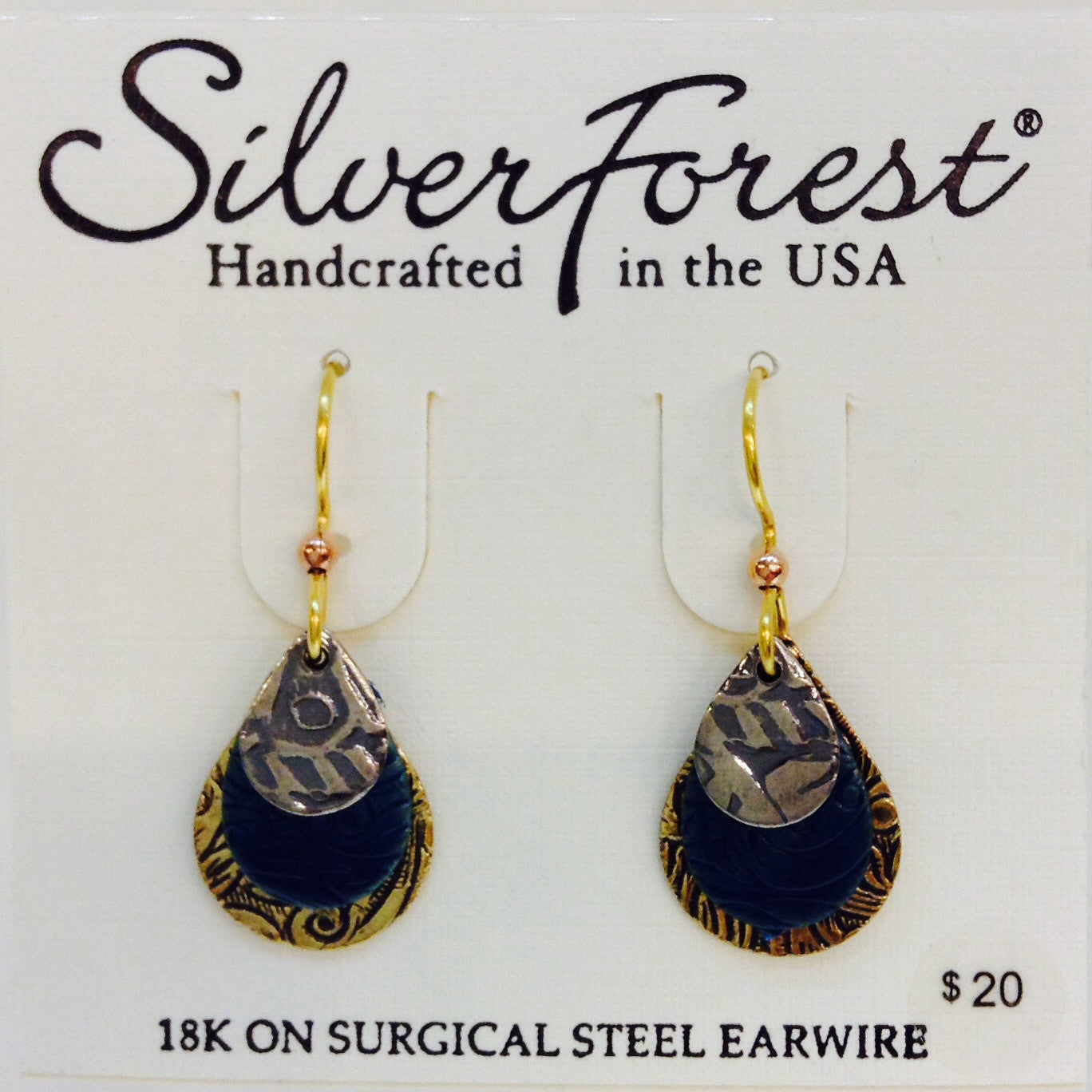 Gold,Teal And Silver Earrings