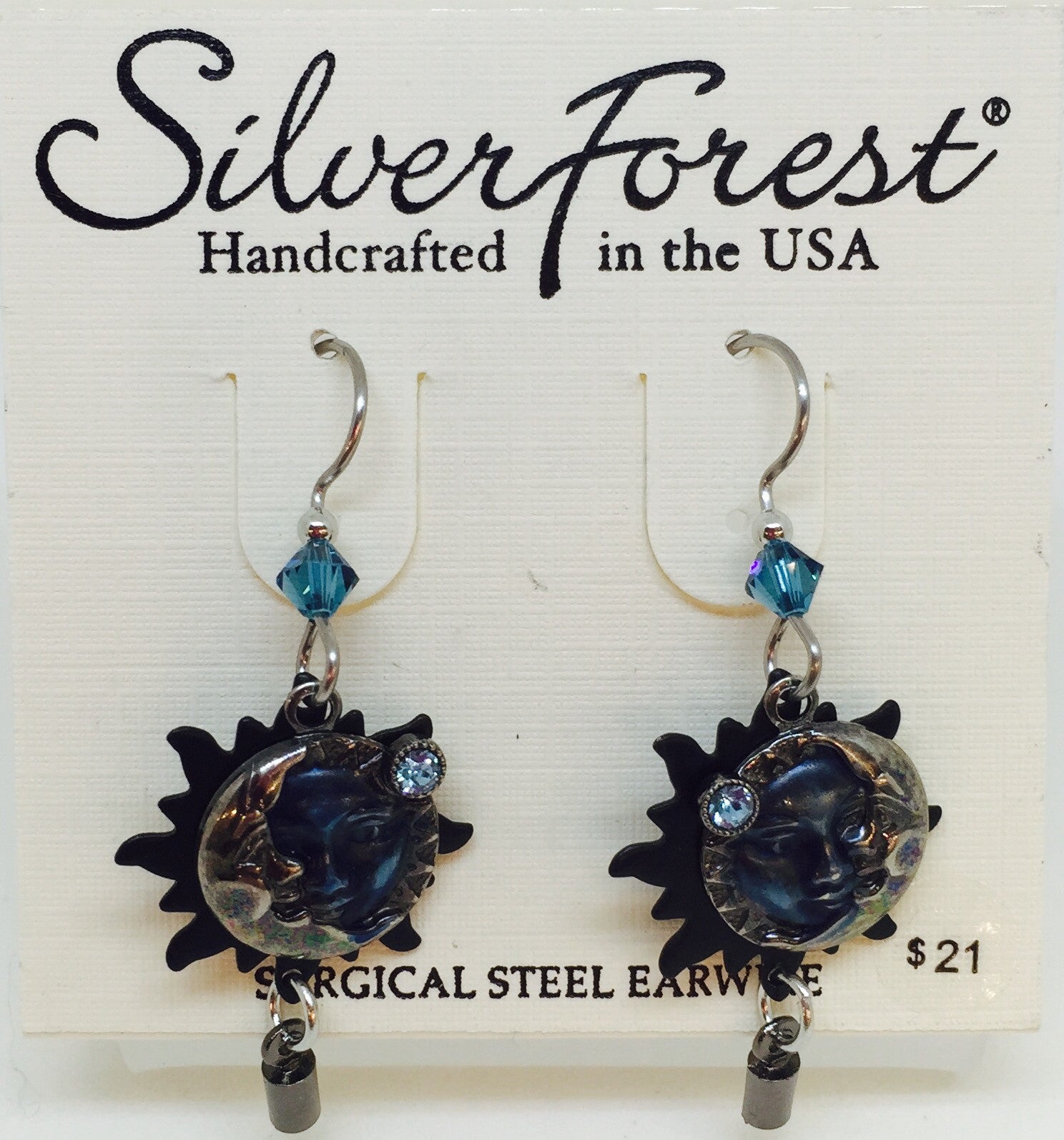 Blue Eclipse with Crystals Earring