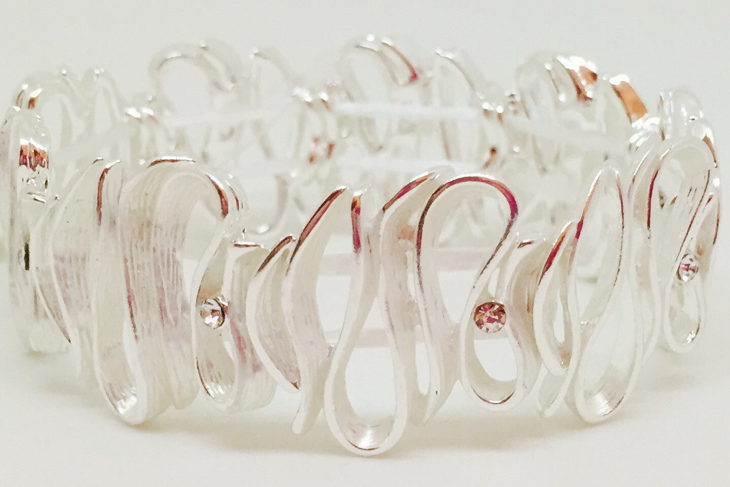 Wavy Lines w/ Crystals Stretch Bracelet