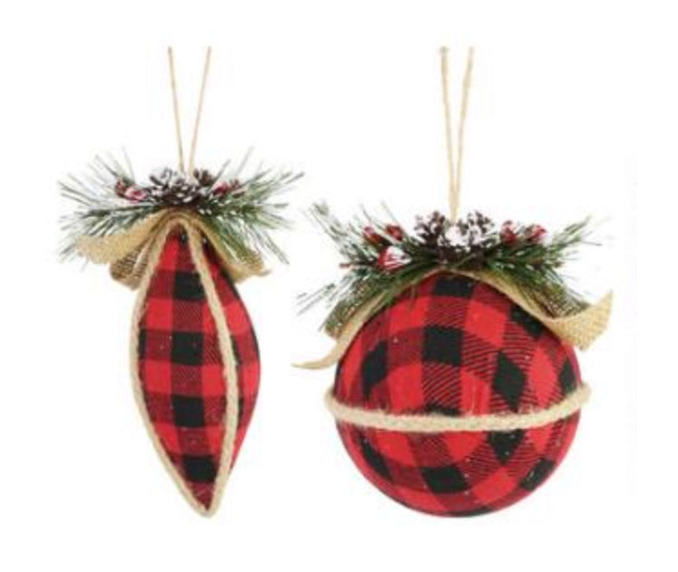 Buffalo Checked Finial Ornament