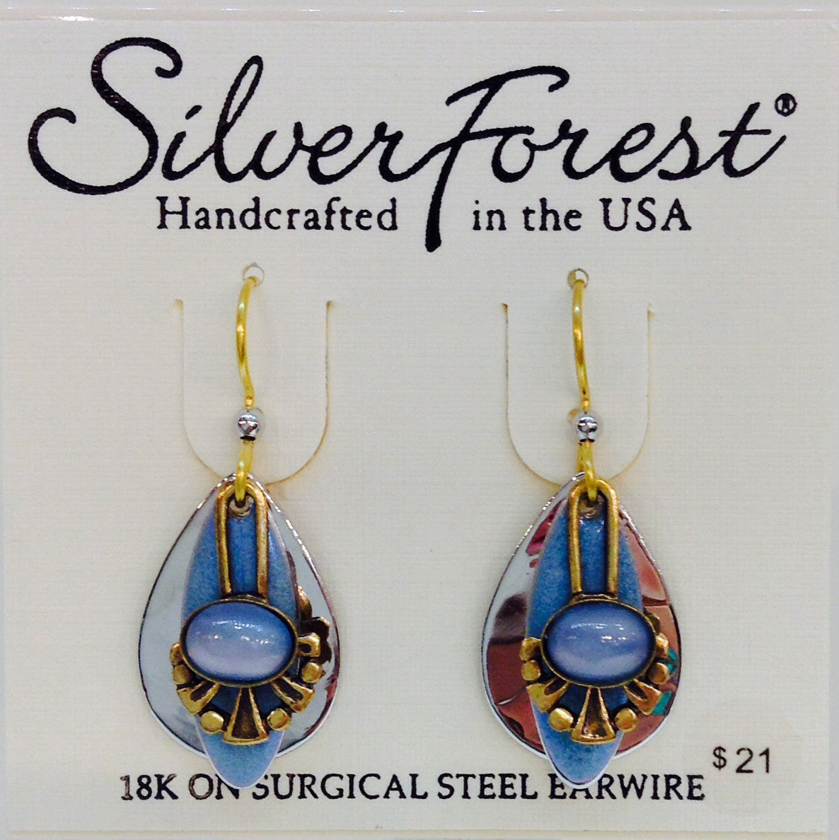 Layered Teardrop With Blue Pearl