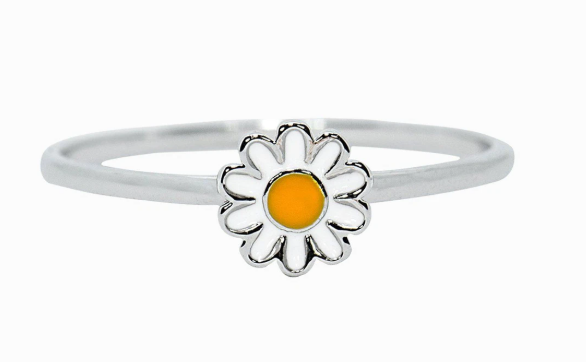 Enameled Daisy Ring-Sterling