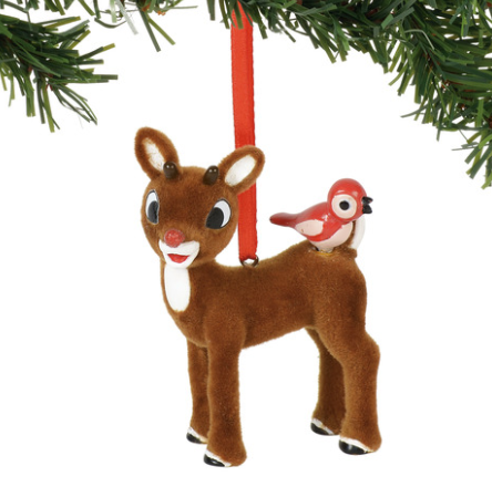 Rudolph w/ Flocked Bird Ornament