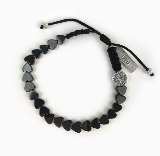 Belonging-Heart Upon Heart Bracelet-Hematite/Silver/Black