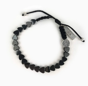 Belonging-Heart Upon Heart Bracelet-Hematite/Silver/Black