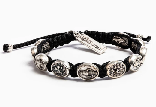 Miraculous Mary Blessing Bracelet-Black/Silver