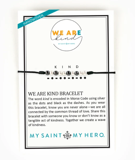 We Are Kind Bracelet-Hematite/Silver/Black