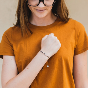 We Are Kind Bracelet-Hematite/Silver/Black