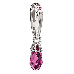 Sterling Silver w Stone - Briolette - Fuchsia Swarovski