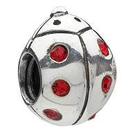 Sterling Silver w Stone - Lady Bug - Red Swarovski