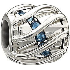 Sterling Silver w Stone - Enchanting Spiral - Blue Swarovski