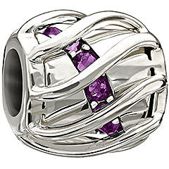 Sterling Silver w Stone - Enchanting Spiral - Purple Swarovski